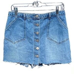 BDG Skort denim button front distressed raw hem womens 28 urban outfitters